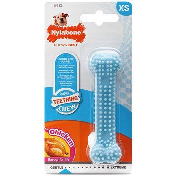Nylabone Puppy Chew Dental Bone НІЛАБОН ДЕНТАЛ БОУН жувальна іграшка кістка для цуценят, смак курки XS 83239 фото