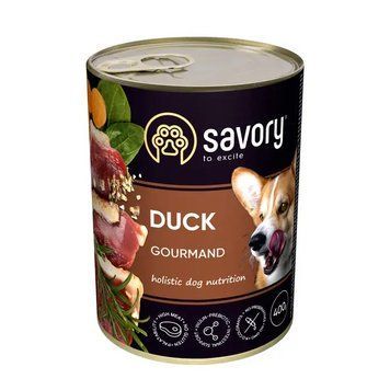 Вологий корм для дорослих собак Savory 400 г (качка) 30471 фото