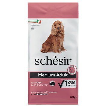 Schesir Dog Medium Adult Ham ШЕЗИР ВЗРОСЛЫЙ сухой монопротеиновый суперпремиум корм для собак средних пород-12 кг ШСВСВ12 фото