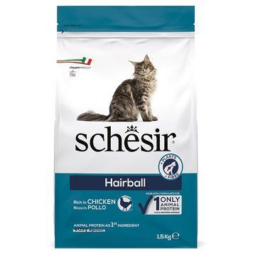 Schesir Cat Hairball ШЕЗИР ДЛЯ ВЫВЕДЕНИЯ ШЕРСТИ сухой монопротеиновый корм для котов с длинной шерстью-1,5кг ШКВВШ1.5 фото