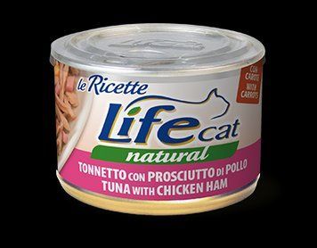 Консерва для кішок класу холістик LifeCat Tuna with chicken ham 150g, ЛайфКет 150 г Тунець з курячою шинкою 8034105422148 фото