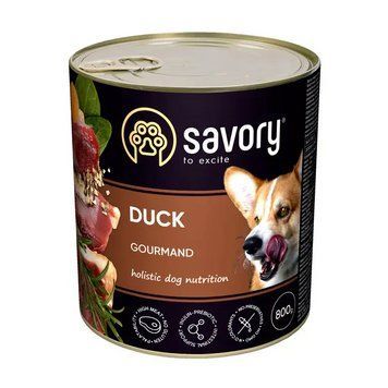 Вологий корм для дорослих собак Savory 800 г (качка) 30488 фото