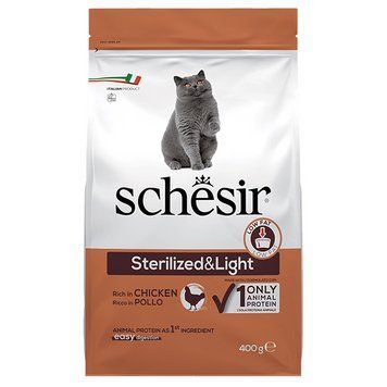 Schesir Cat Sterilized & Light ШЕЗИР СТЕРИЛИЗОВАННЫЕ ЛАЙТ КУРИЦА сухой монопротеиновый для стерилиз.-0,4кг ШКВСК0.4 фото