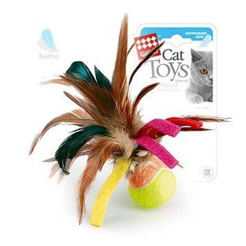 Іграшка для кішок GiGwi GiGwi Catch & scratch М'ячик з пір'ям 6 см 1768 фото