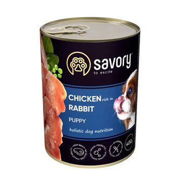 Вологий корм для цуценят Savory 400 г (курка і кролик) 30587 фото
