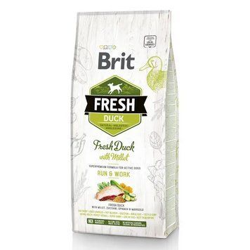 Сухий корм для активних собак всіх порід Brit Fresh Duck with Millet Run & Work 12 кг (качка) 170997/30816 фото