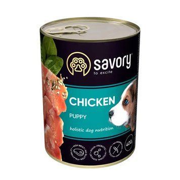 Вологий корм для цуценят Savory 400 г (курка) 30556 фото