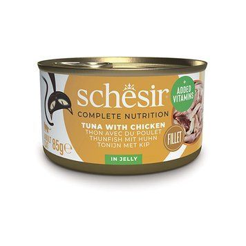 Schesir Tuna Chicken ШЕЗИР ТУНЕЦ С ФИЛЕ КУРИЦЫ в желе для котов, влажный корм, банка - 85 г 750051 фото