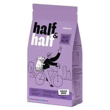 Сухий корм для собак Half&Half Medium Breed 2 кг - яловичина 20741 фото