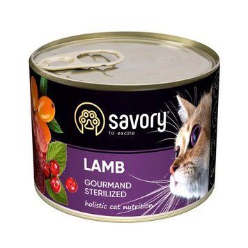 Вологий корм для стерилізованих котів Savory 200 г (ягня) 30723 фото