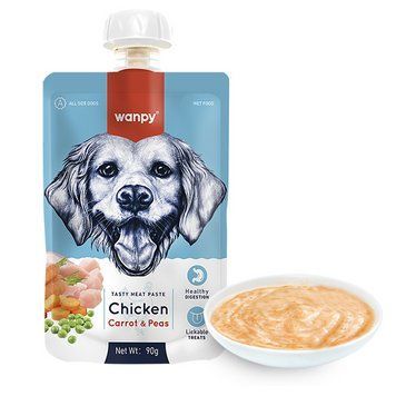 Wanpy Chicken Carrot & Pea ВАНПІ КРЕМ-ПЮРЕ КУРКА З МОРКВОЮ рідкий корм для собак - 90 г RA-62 фото