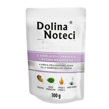 Пауч Dolina Noteci Premium для собак маленьких порід з кроликом,квасолею та корич, рисом,100 гр DN 100 (892) фото