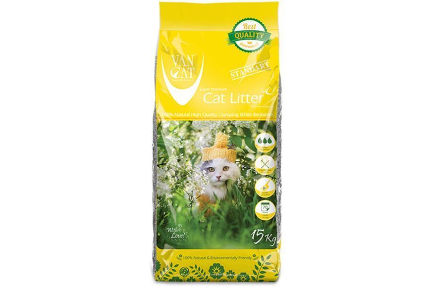 VanCat NATURAL STANDART - великий грудкувальний наповнювач для котячого туалету - 15 кг 110223 фото