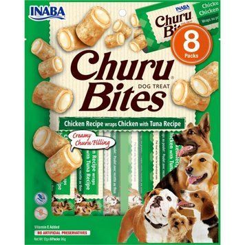 Ласощі для собак INABA "Churu Bites" подушечки з куркою та тунцем, 8 шт по 12 г EUD722 фото