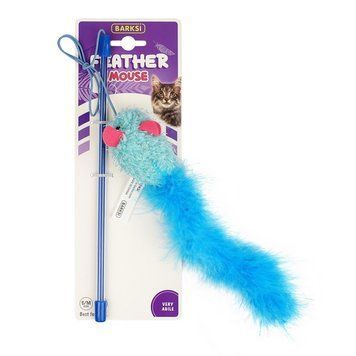 Іграшка для Котів Barksi Feather Mouse Ведмедик на вудці 30 см T67474B фото