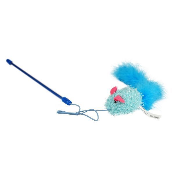 Іграшка для Котів Barksi Feather Mouse Ведмедик на вудці 30 см T67474B фото