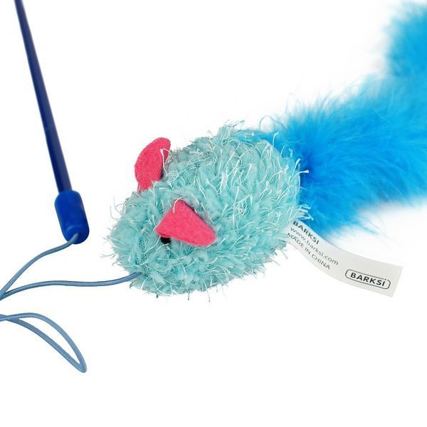 Іграшка для Котів Barksi Feather Mouse Ведмедик на вудці 30 см T67474B фото