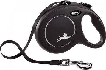 Flexi Classic L повідець-рулетка для собак до 50 кг, стрічка, 5 м, чорний CL30T5.251.S.20/2329 фото