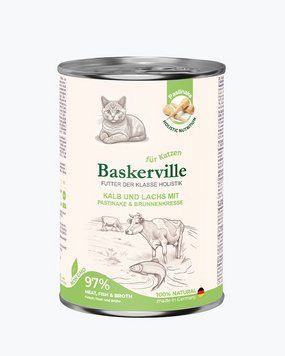 Baskerville Holistic Телятина та лосось з пастернаком та крес-салатом для котів-400гр 21554 фото