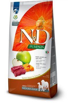 Сухой беззерновой корм Farmina N&D Grain PUMPKIN DOG VENISON & APPLE ADULT MEDIUM & MAXI с олениной и яблоком 12 кг 190288/39101 фото