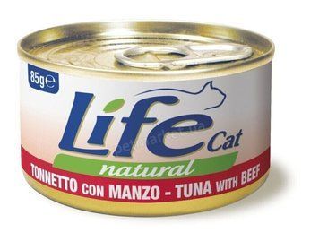 Консерва для кішок класу холістик LifeCat tuna with beef 85g, ЛайфКет 85гр Тунець з яловичиною 8034105422520 фото