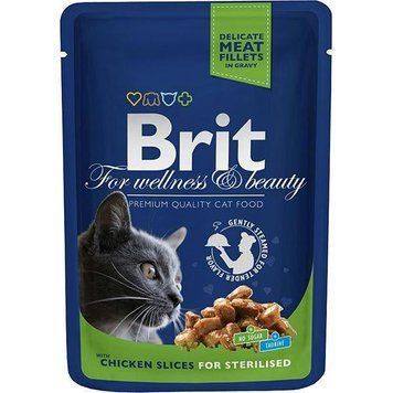 Вологий корм Brit Premium Шматочки з куркою для стерилізованих кішок - 100 г 100275 /506033 фото
