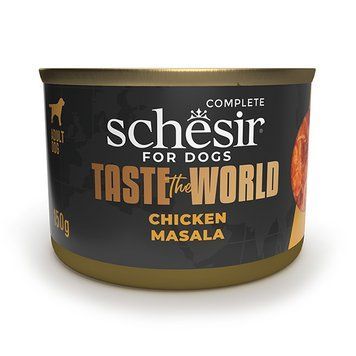 Schesir Taste the World Chicken Masala ШЕЗІР МАСАЛА З КУРКОЮ в бульйоні натуральні консерви для собак, вологий корм, банка 150г 122544 фото