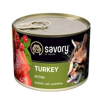 Вологий корм для кошенят Savory 200 г (індичка) 30686 фото
