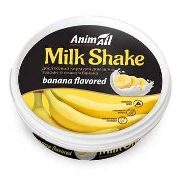 Додатковий корм AnimAll MilkShake для котів та собак, зі смаком банана, 30 г 186337 фото