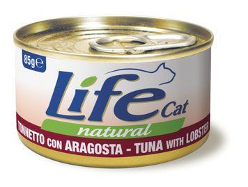 Консерва для котів класу холистик LifeCat tuna with lobster 85g, ЛайфКет 85гр Тунець з омарами 8034105422506 фото