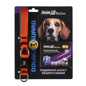 Комплект AnimAll VetLine Double Guard нашийник з протипаразитарною стрічкою, 20 мм, 320 - 400 мм, помаранчевий 180728 фото