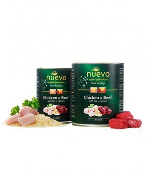 Вологий корм Nuevo Junior Chicken & Beef з куркою, яловичиною і рисом + кальцій - 400 г 95013 (409) фото