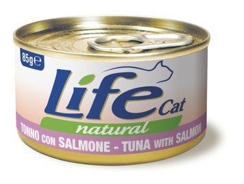 Консерва для котів класу холистик LifeCat tuna with salmon 85g, ЛайфКет 85гр Тунець з лососем 8034105422568 фото