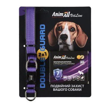 Комплект AnimAll VetLine Double Guard нашийник з протипаразитарною стрічкою, 20 мм, 320 - 400 мм, пурпурний 180790 фото