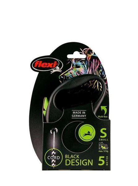 Flexi (Флекси) Black Design S Поводок-рулетка для собак мелких и средних пород, трос 5 м, до 12 кг, зеленый FU12C5.251.S CG фото