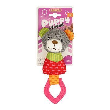 Іграшка для Дрібних Собак Barksi Puppy Special Ведмідь з пищалкою та гумовим кільцем 18 см C87123B3 фото