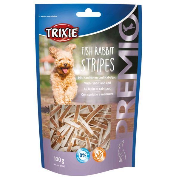 Trixie TX-31547 PREMIO Fish Rabbit Stripes ласощі з м'яса кролика та тріски для собак - 100 гр TX-31547 фото