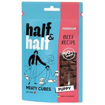 Ласощі для цуценят Half&Half Meaty Cubes Puppy 100 г - яловичина 31786 фото