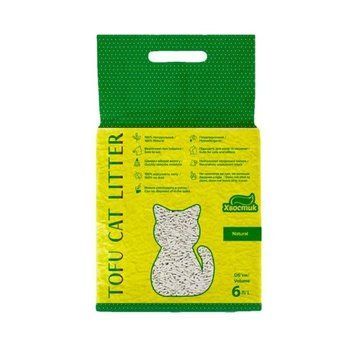 Соєвий наповнювач Хвостик Tofu Cat Litter Natural для котячого туалету, без аромату, 2.6 кг (6 л) 167651 фото