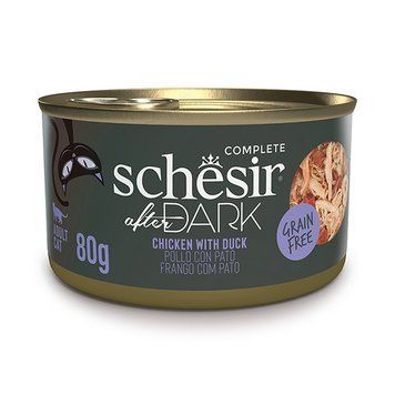Schesir After Dark Chicken With Duck ШЕЗИР КУРИЦА С УТКОЙ в бульоне натуральные консервы для кошек, банка 80г 212313 фото