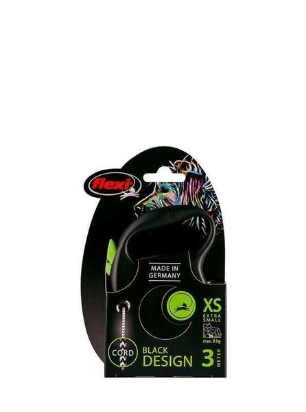Flexi (Флекси) Black Design XS Поводок-рулетка для собак карликовых и мелких пород, трос 3 м, до 8 кг, зеленый FU02C3.251.S CG фото