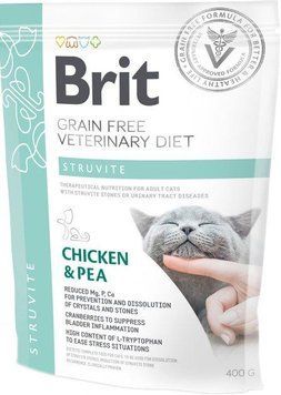 Brit VD Struvite Cat.Беззерновой корм с курицей и горохом для лечения заболеваний нижних мочевых путей-400гр 170955/528288 фото