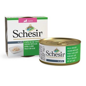 Schesir Chicken Aloe Puppy ШЕЗІР КУРКА З АЛОЕ в желе натуральні консерви для цуценят, вологий корм, банку 150 712639 фото