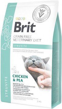 Brit VD Struvite Cat.Беззерновой корм с курицей и горохом для лечения заболеваний нижних мочевых путей-2кг 170954/528271 фото