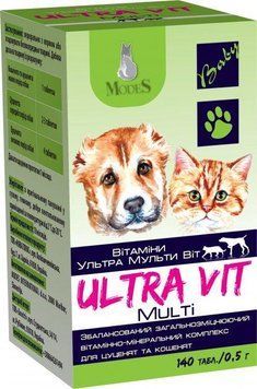 Вітамінно-мінеральний комплекс ModeS Ultra Multi Vit для цуценят та кошенят 140 шт ЗС000233 фото