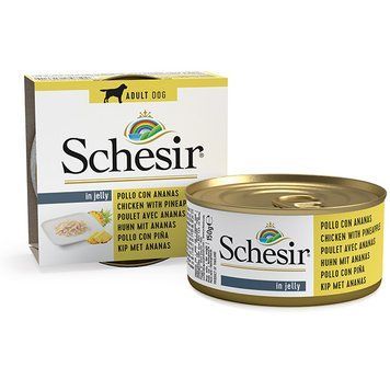 Schesir Chicken Pineapple ШЕЗІР КУРКА З АНАНАСОМ в желе натуральні консерви для собак, вологий корм, банку 150 613714 фото