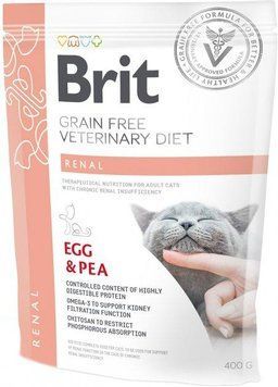 Brit VD Renal Cat.Беззерновой корм диета с яйцами и горохом для кошек с нарушенной функцией почек -400гр 170958/528332 фото