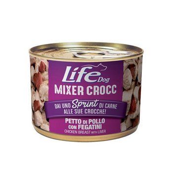 Консерва для собак класу холістик Life Dog Mixer Crocc Petto di Pollo Fegatini Куряча грудка та печінка 150 гр 8034105424012 фото