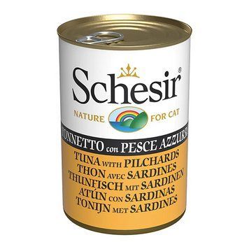 Schesir Tuna with Pilchards ШЕЗИР ТУНЕЦ С САРДИНОЙ в желе консервы для кошек, влажный корм, банка 140 г 273796 фото