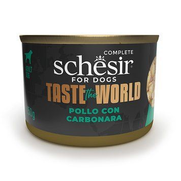 Schesir Taste the World Chicken with Carbonara ШЕЗІР КУРКА З КАРБОНАРОЮ в бульйоні натуральні консерви для собак, банка 150г 122506 фото